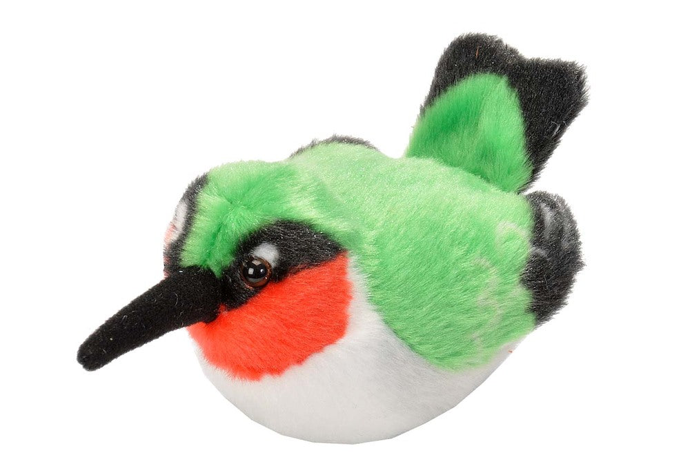 Ruby Throated Hummingbird Stuffed Animal with Sound 5.5"