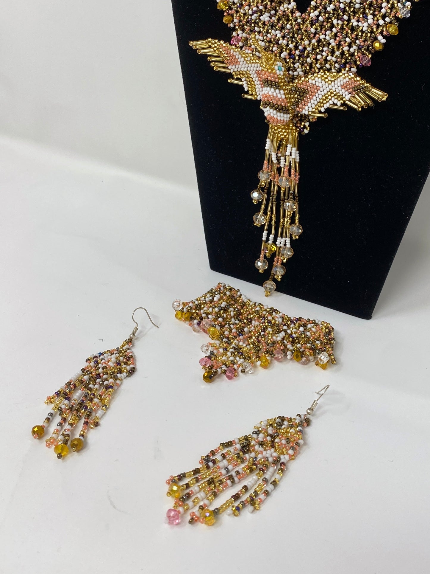 Hand-beaded Hummingbird Necklace Set