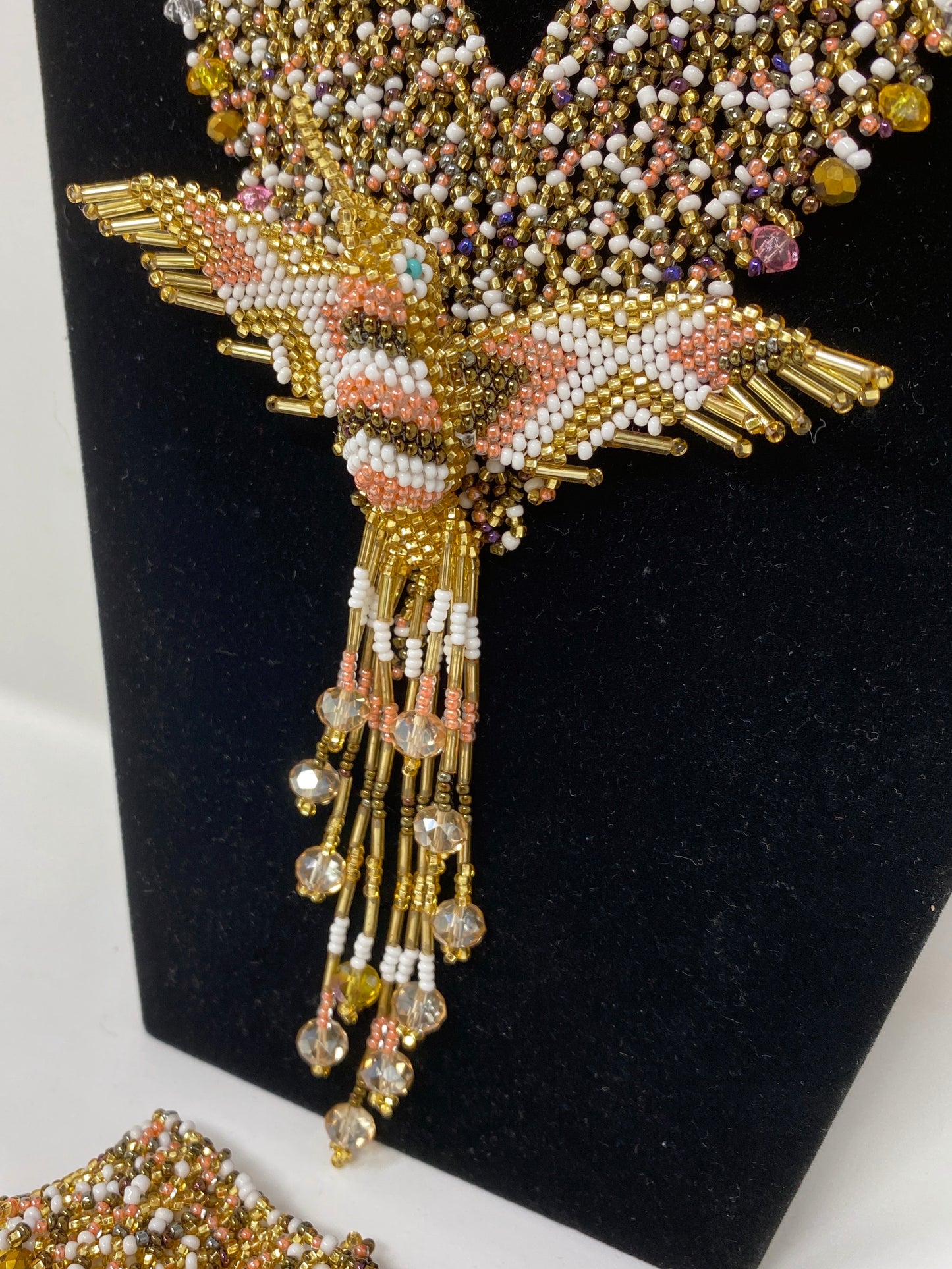 Hand-beaded Hummingbird Necklace Set