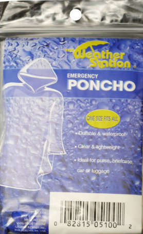 Adult Clear Rain Poncho with Hood