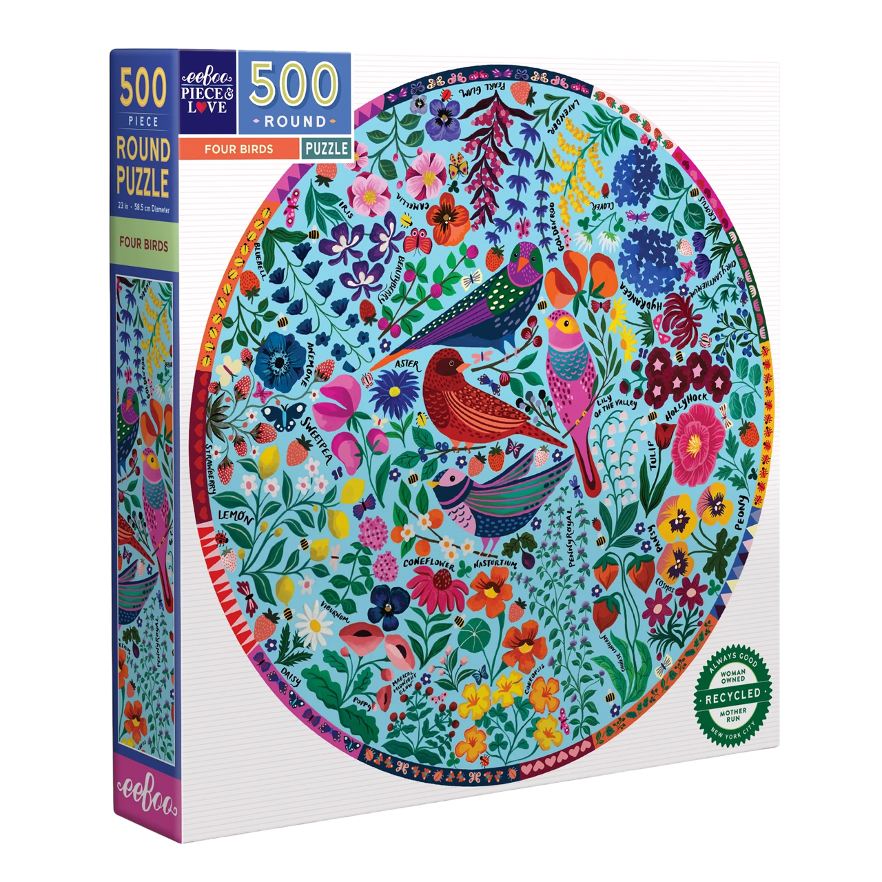 Four Birds 500 Piece Round Puzzle