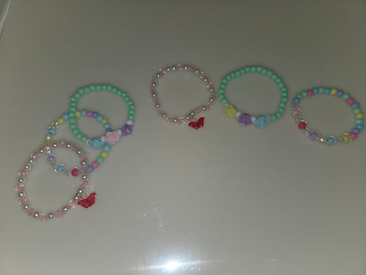 Pastel color beaded bracelets with multi colored & clear beads