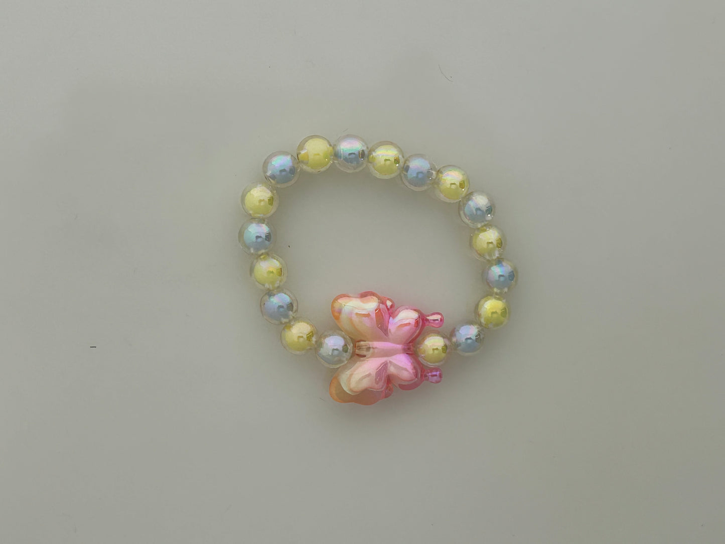 Color Round Acrylic Yellow & Cornflower Blue Beaded Stretch Butterfly Bracelet
