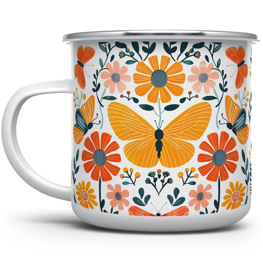 Floral Butterfly Camp Mug 12 oz