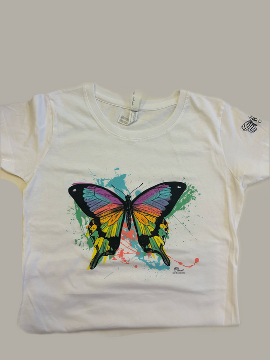 Butterfly Sun Splash Ladies Cut Scoop Neck Tee