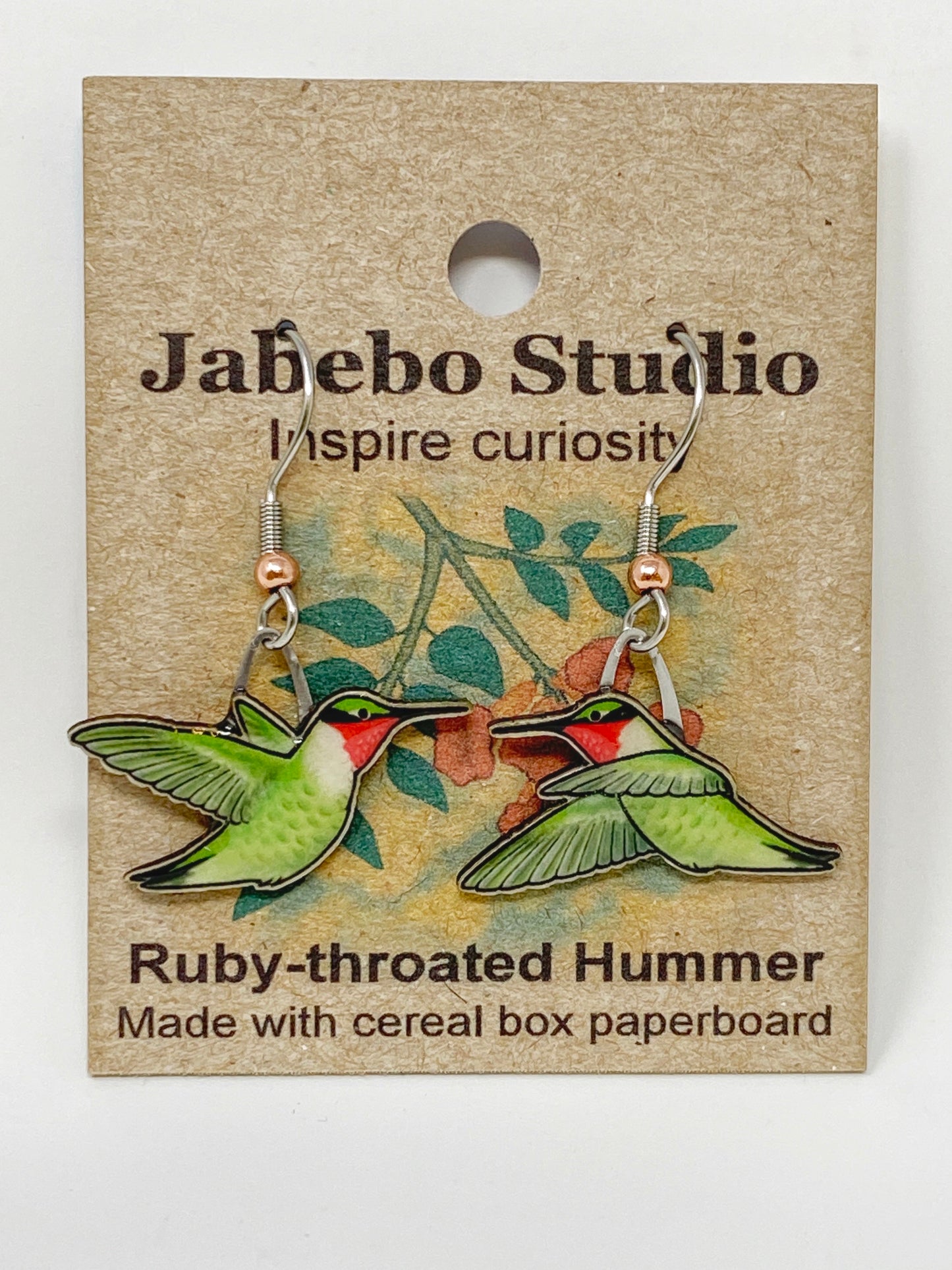 Jabebo Earrings - Ruby-throated Hummer