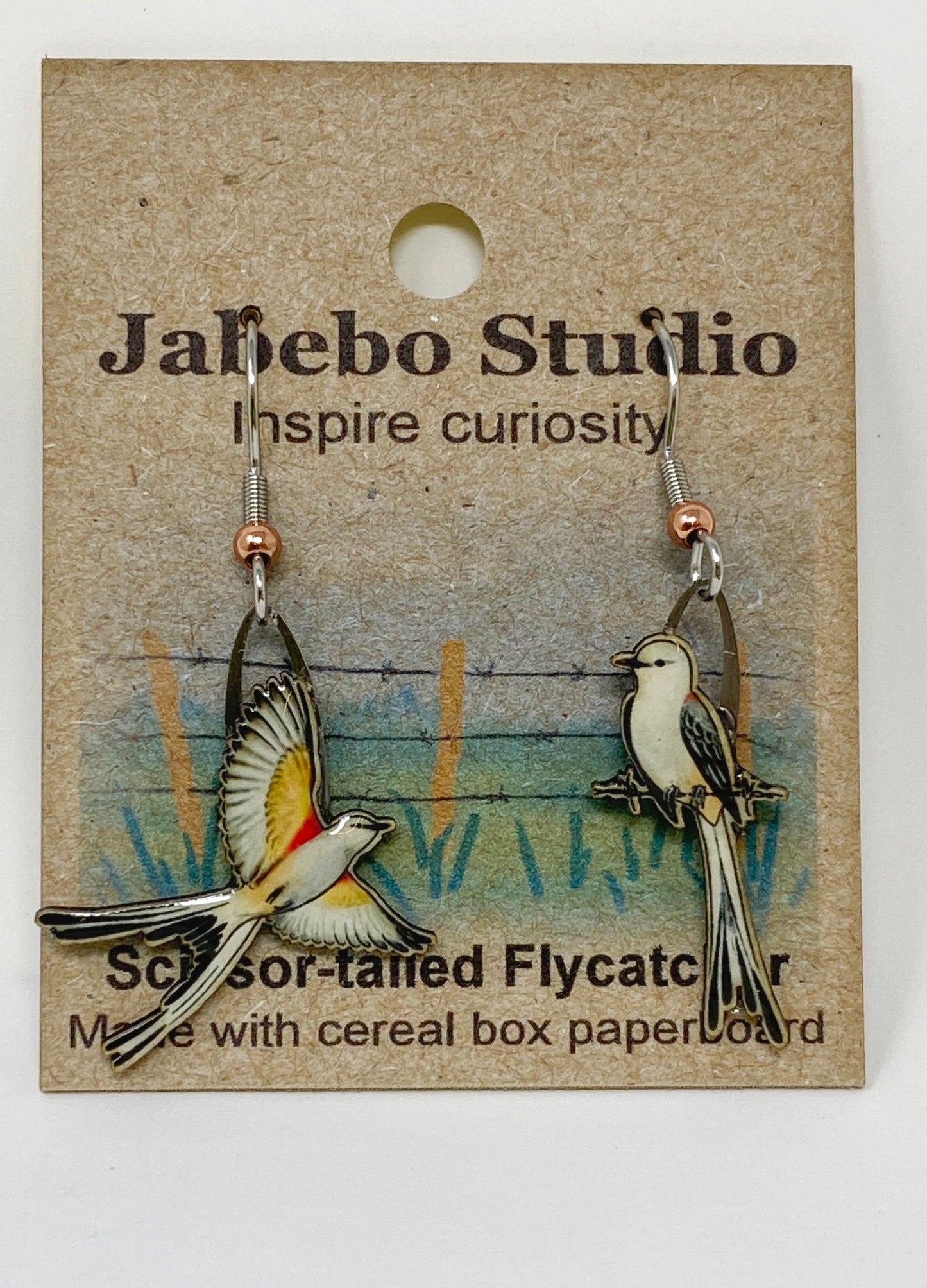 Jabebo Earrings - Scissor-tailed Flycatcher