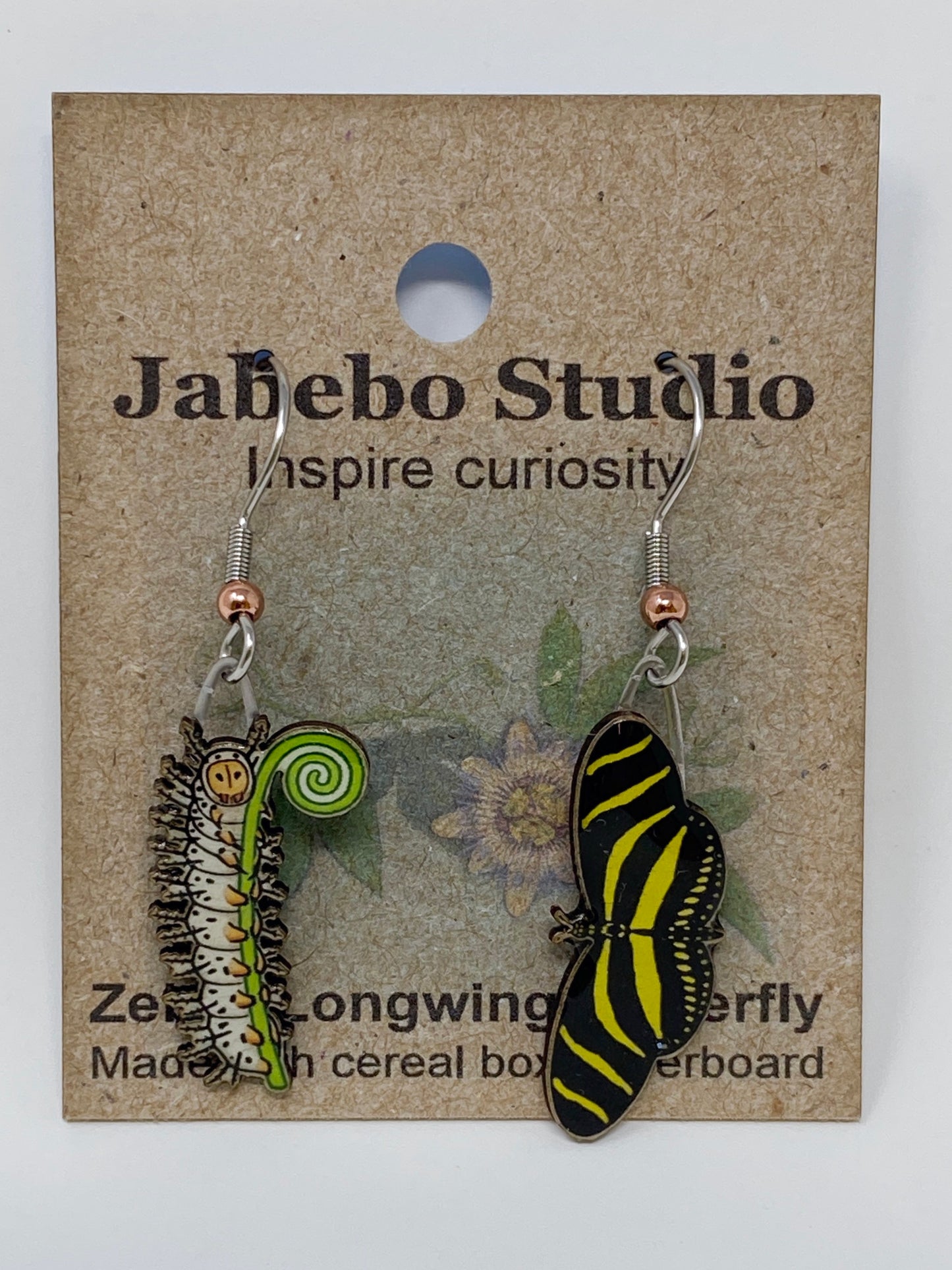 Jabebo Earrings - Zebra Longwing Butterfly