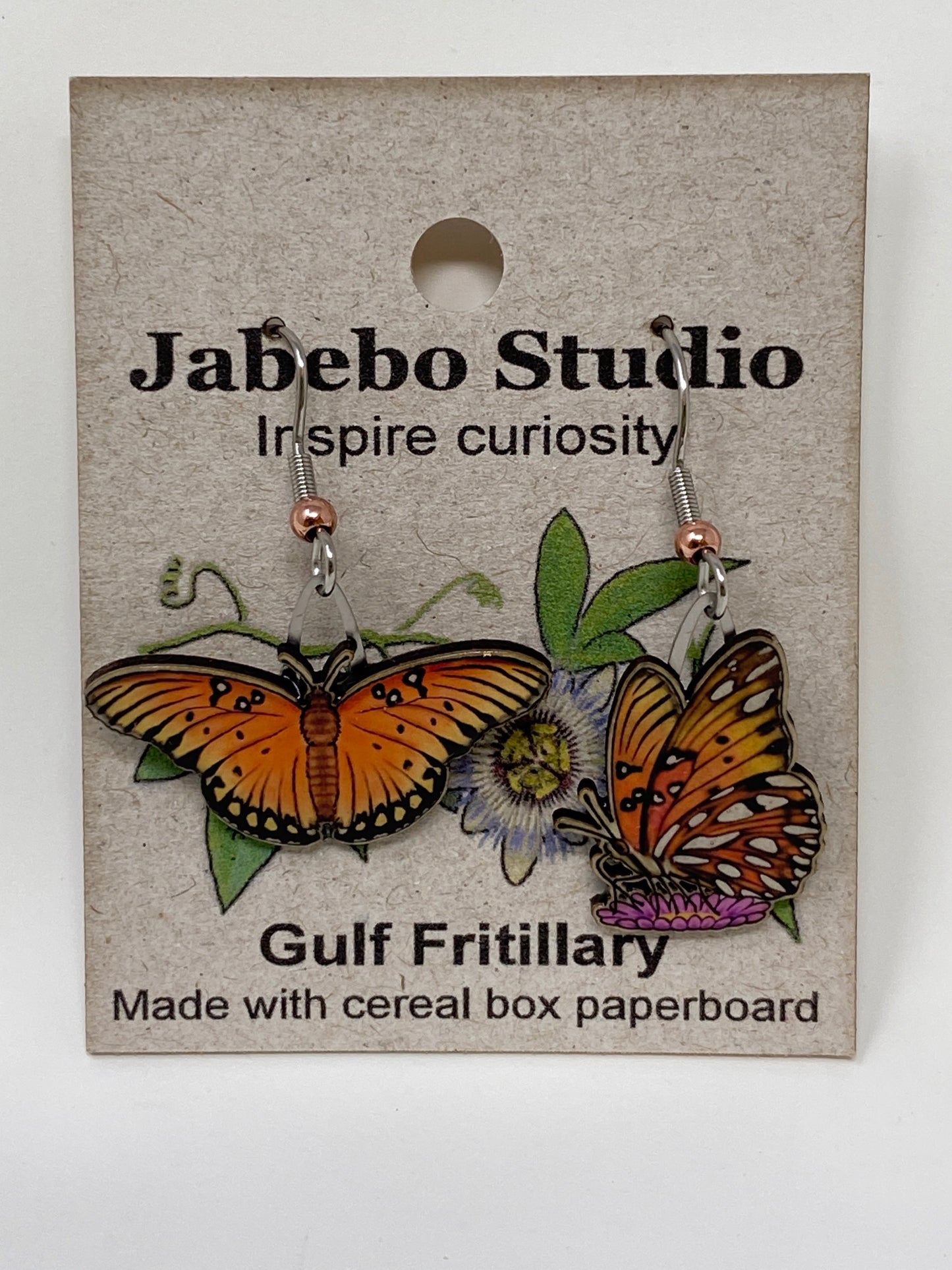 Jabebo Earrings - Gulf Fritillary