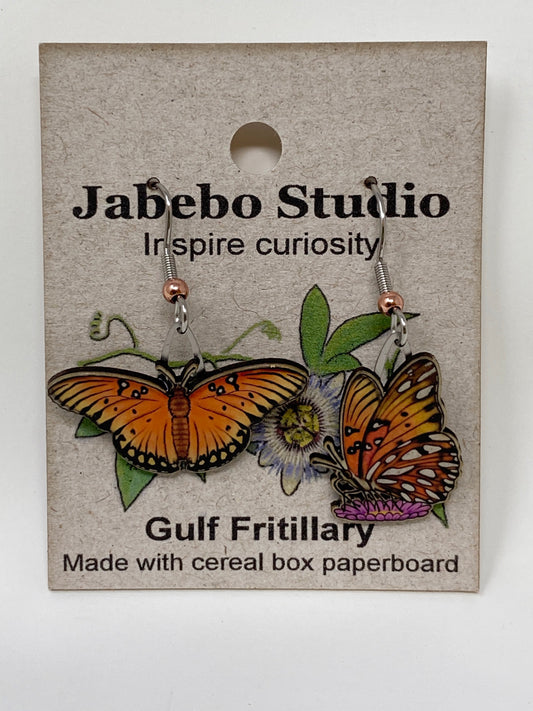 Jabebo Earrings - Gulf Fritillary