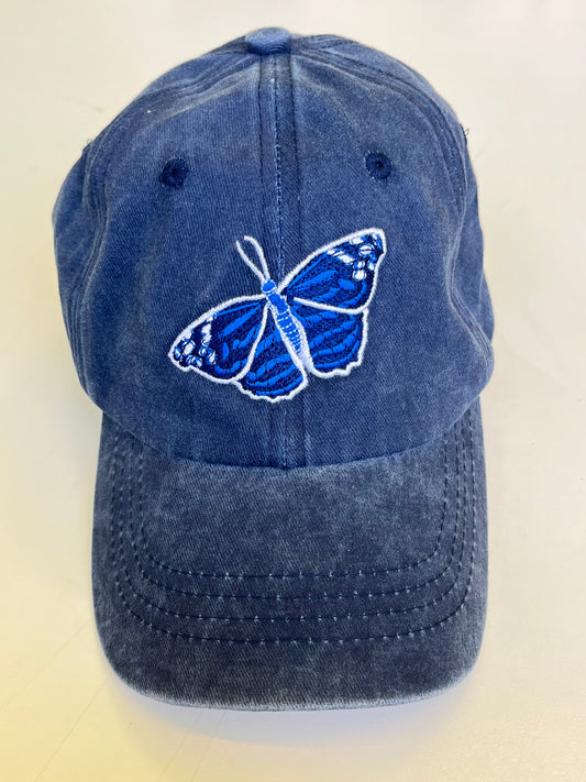 Mexican Bluewing Embroidered on Denim Cap