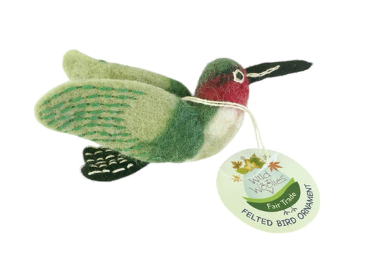 Ruby Throated Hummingbird Wool Felt Ornament