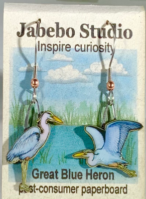 Jabebo Earrings - Great Blue Heron