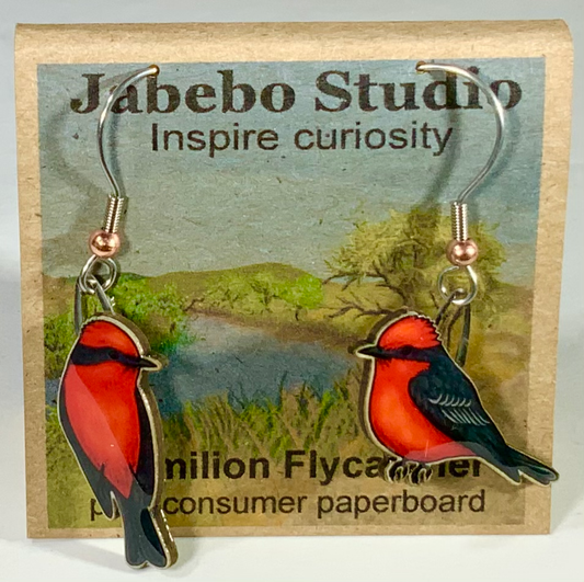 Jabebo Earrings - Vermillion Flycatcher