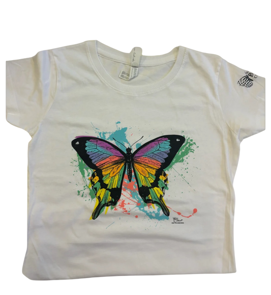 Butterfly Sun Splash Ladies Cut Scoop Neck Tee